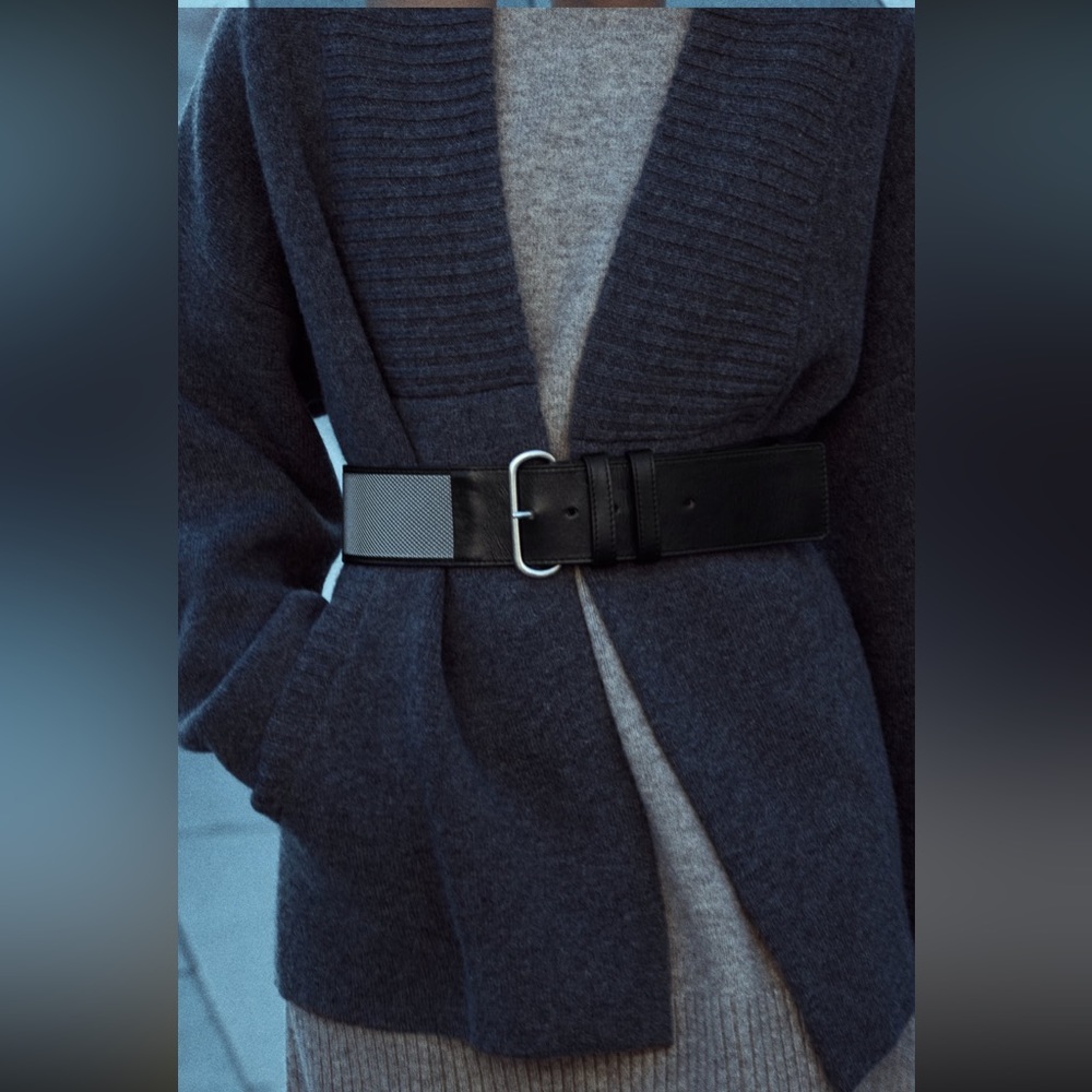 Zara metal mesh trim leather wide belt - Picture 4 of 8